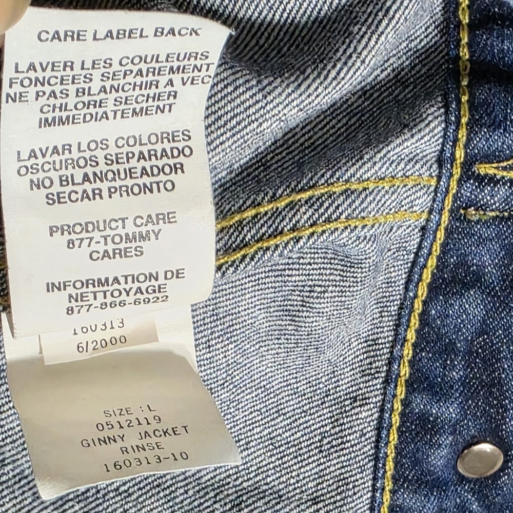 Vintage Y2K Vintage Tommy Jeans Denim Trucker Jacket Dark Rinse Women Size L... - Picture 7 of 12